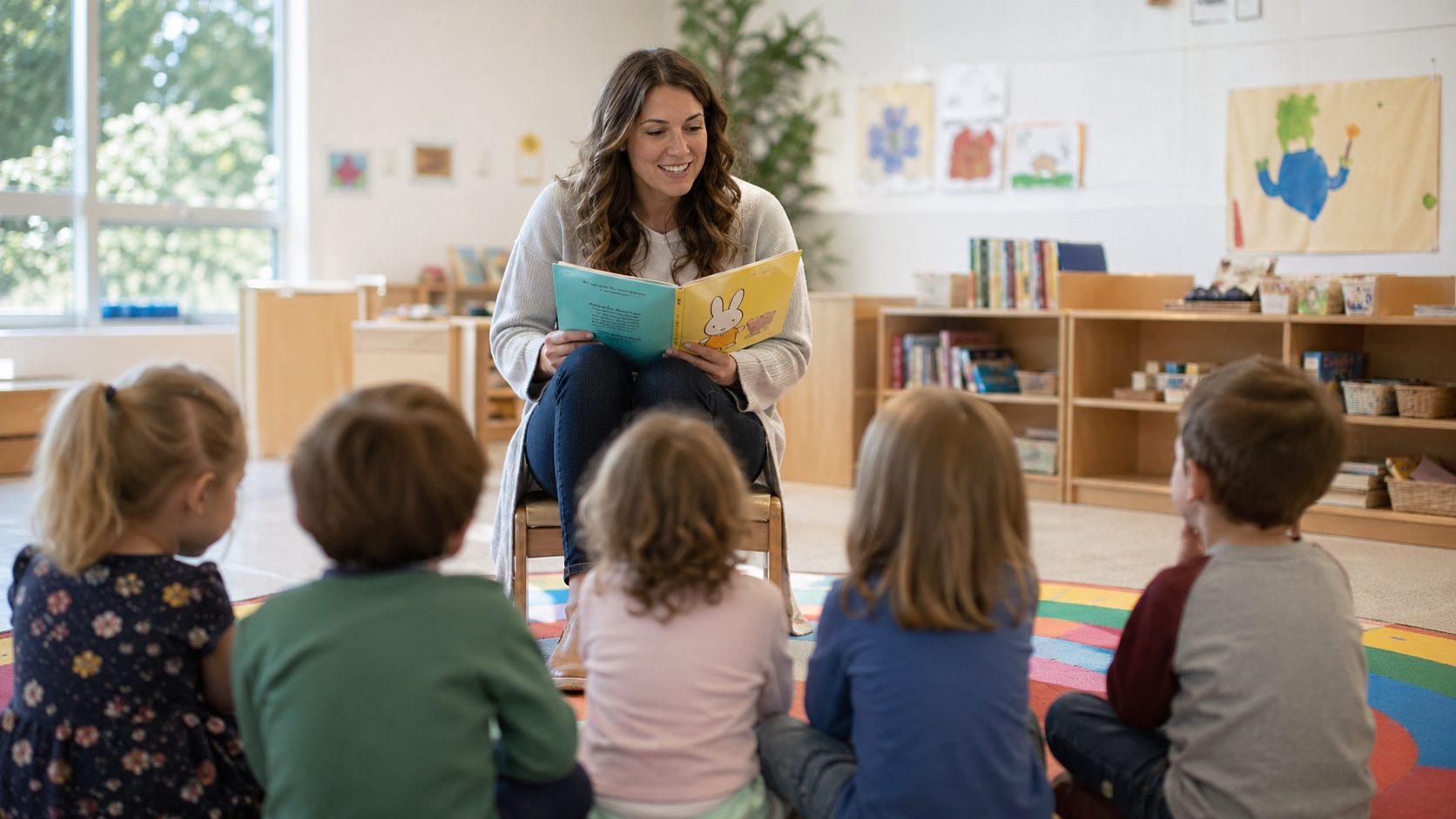 Educator reading to students at Countryside Early Learning Center